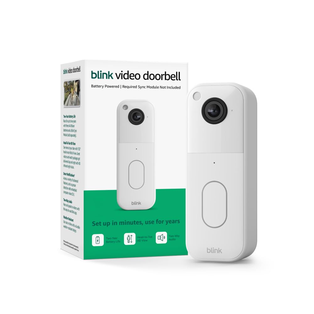 Blink Video Doorbell (newest model) – Head-to-toe HD view, two-year battery life, and simple setup. Sync Module Core included – System (Black)
