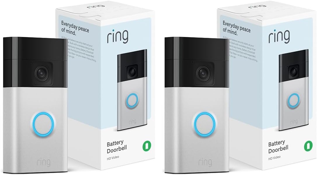 Ring Battery Doorbell | Home or business security with Head-to-Toe Video, Live View with Two-Way Talk, and Motion Detection & Alerts, Satin Nickel
