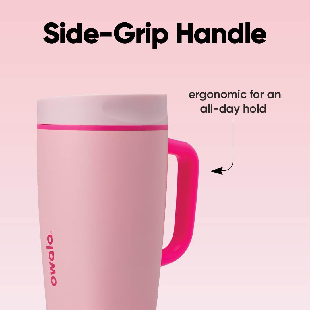 Owala SmoothSip Slider Insulated Stainless Steel Coffee Tumbler, Reusable Iced Coffee Cup, Hot Coffee Travel Mug, BPA Free 12 oz, Grey/Green (Sour Apple)