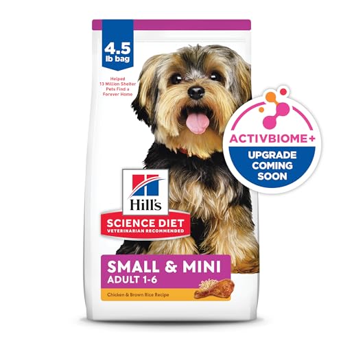 Hill's Science Diet Small & Mini, Adult 1-6, Small & Mini Breeds Premium Nutrition, Dry Dog Food, Chicken & Brown Rice, 4.5 lb Bag