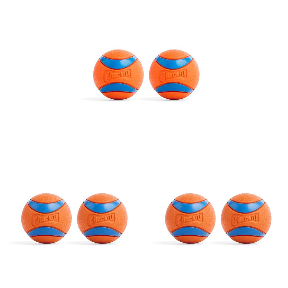 Chuckit! Ultra Ball Dog Toy - Medium Bouncy Fetch Balls For Dogs 20-60 lbs - Made from Durable Rubber - Floating Water Pet Toys - Size Medium - 2.5-inch Diameter - Pack of 2