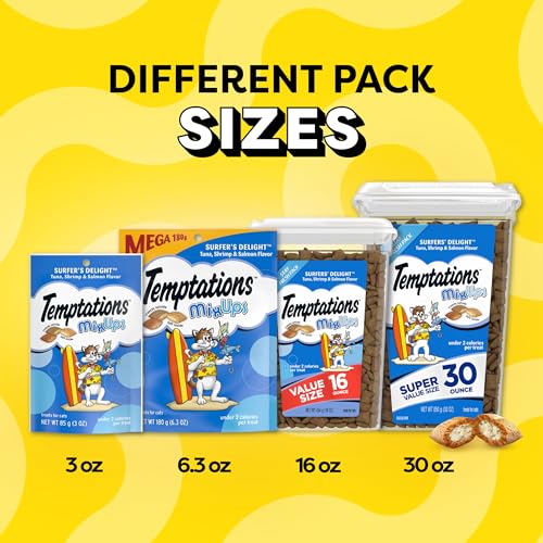 Temptations MixUps Surfer's Delight Flavor Crunchy and Soft Cat Treats, 16 oz. Tub