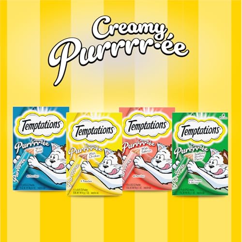 Temptations Creamy Puree Variety Pack of Squeezable Cat Treats, 0.42 oz. Tubes, 24 Count