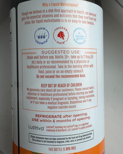 MaryRuth's Liquid Multivitamin + Hair Growth | Biotin 10000mcg | Lustriva Hair Growth Supplement | Clinically Tested in Women for Thicker Hair & Facial Wrinkle | Skin Care | Ages 18+ | 15.22 Fl Oz