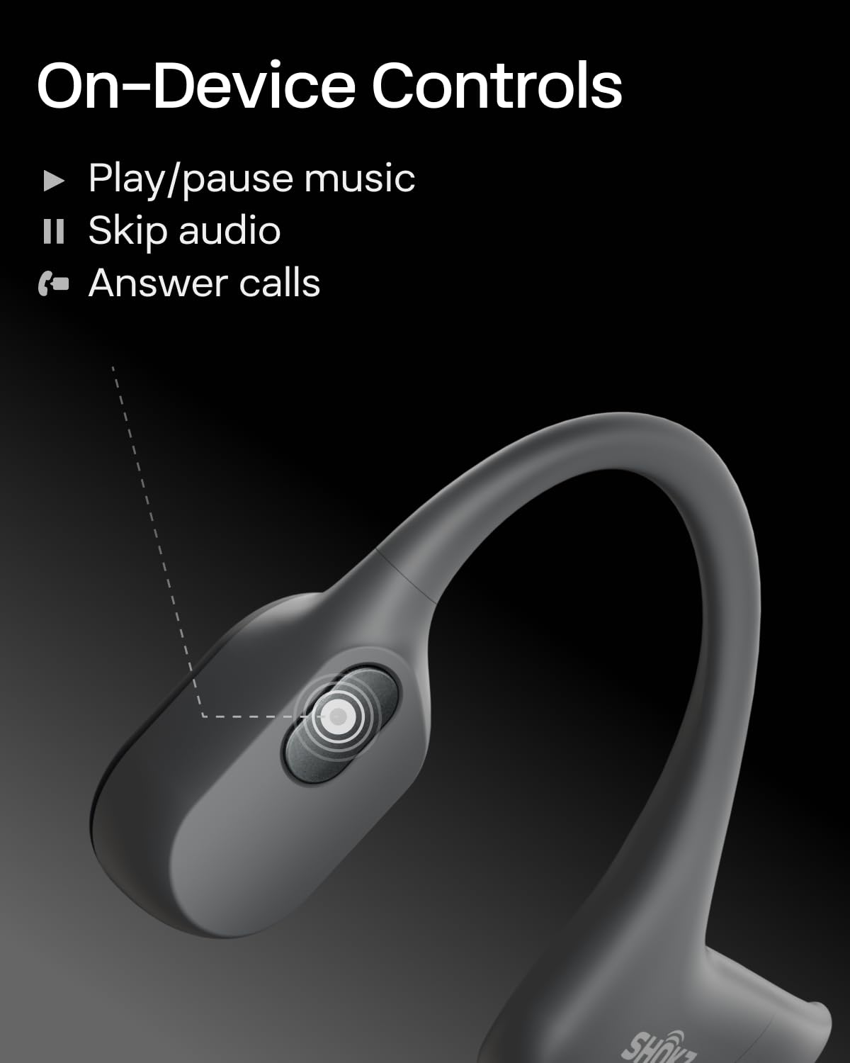 SHOKZ OpenRun Bone Conduction Headphones,Open-Ear Bluetooth Wireless Sport Headphones for Running & Workout,Sweat Resistant, Long 8H Playtime,Mic,Hair Band-Standard-Black