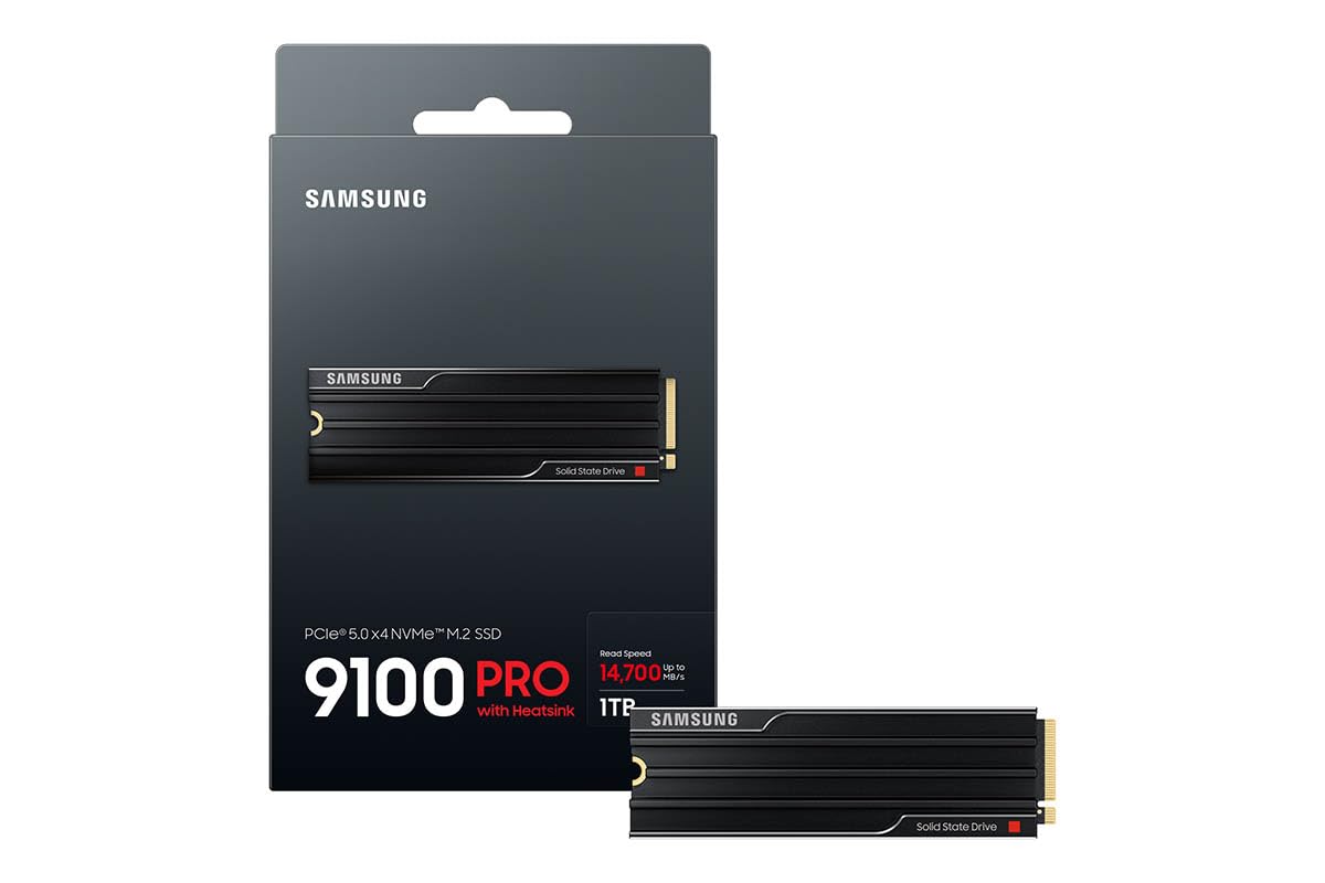 Samsung SSD 9100 PRO 4TB, PCIe 5.0x4 M.2 2280, Seq. Read Speeds Up to 14,800MB/s, Best for AI Computing, Gaming, and Heavy Duty Workstations (MZ VAP4T0B/AM)