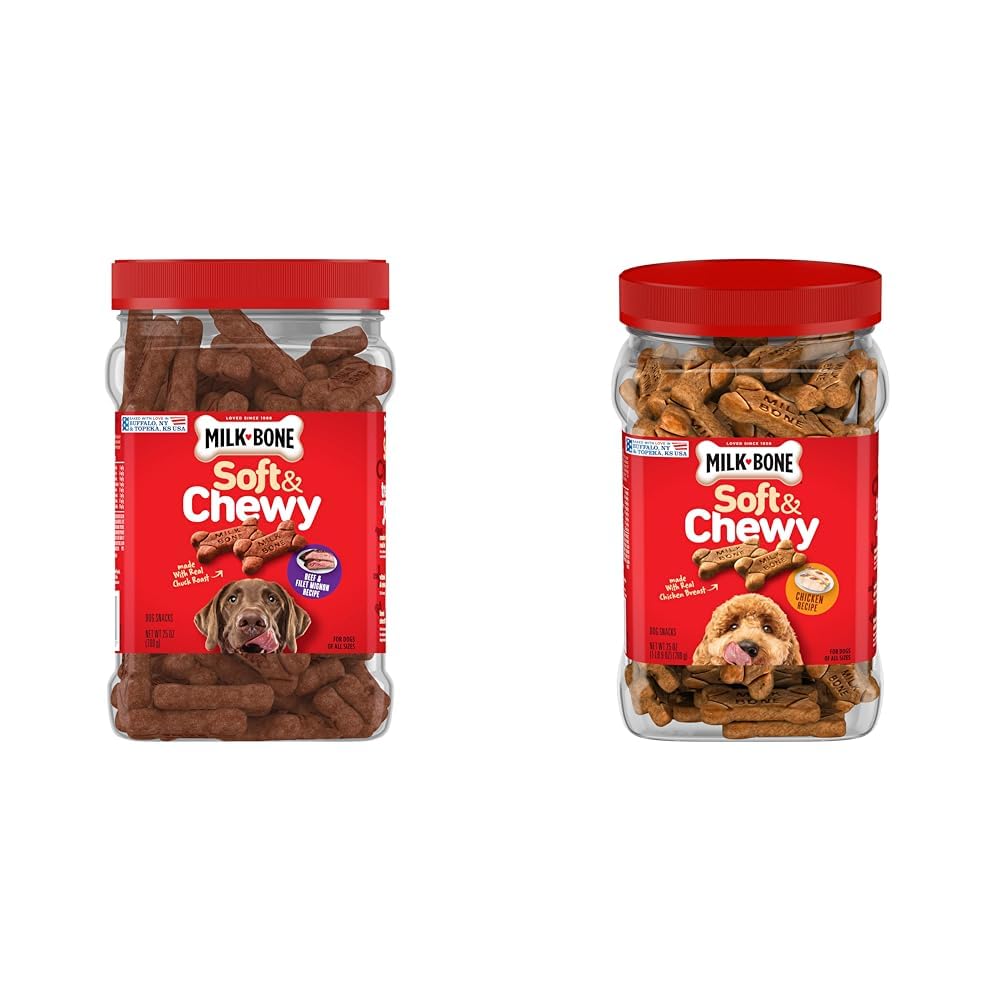 Milk-Bone Soft & Chewy Dog Treats, Beef & Filet Mignon Recipe, 25 Ounce