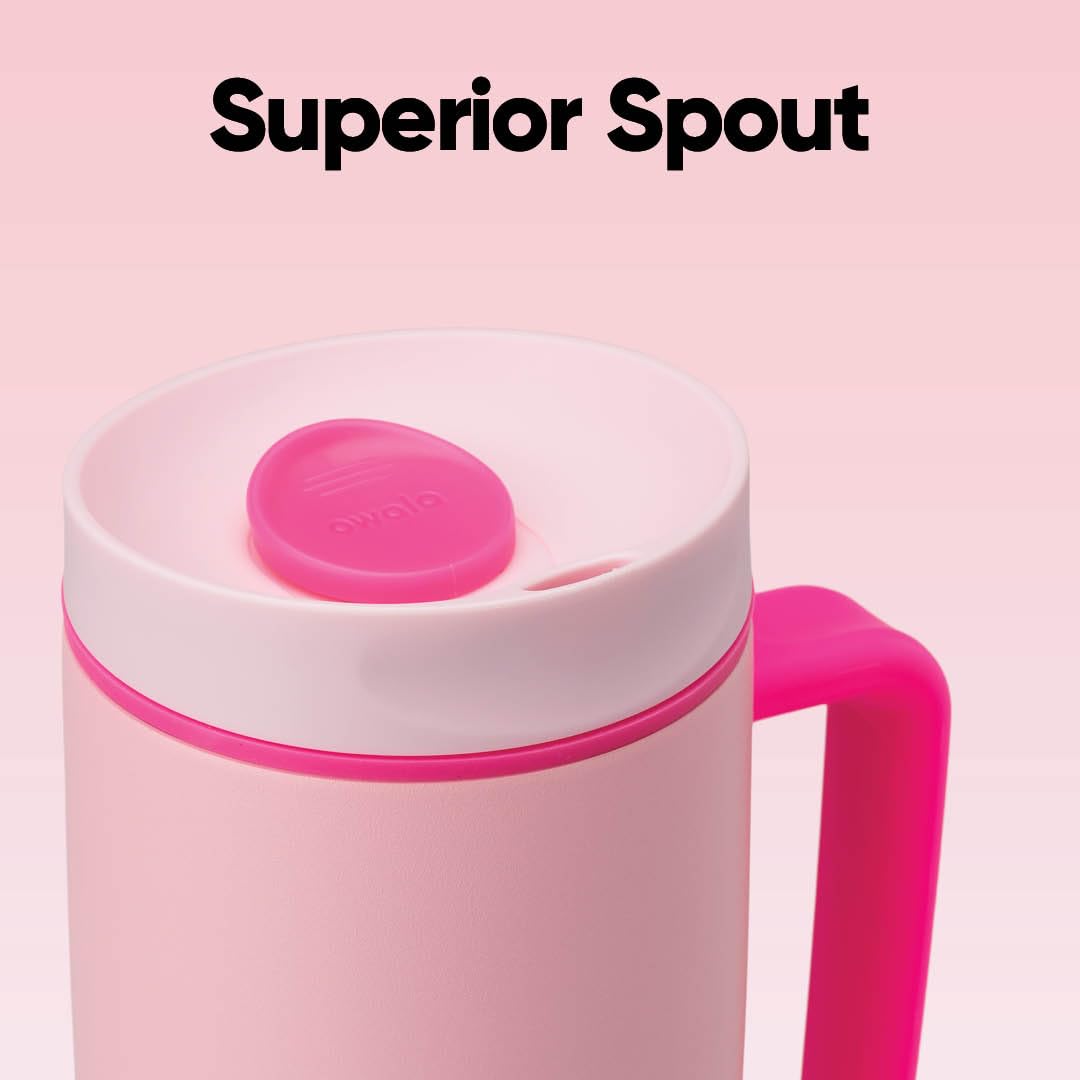 Owala SmoothSip Slider Insulated Stainless Steel Coffee Tumbler, Reusable Iced Coffee Cup, Hot Coffee Travel Mug, BPA Free 12 oz, Grey/Green (Sour Apple)