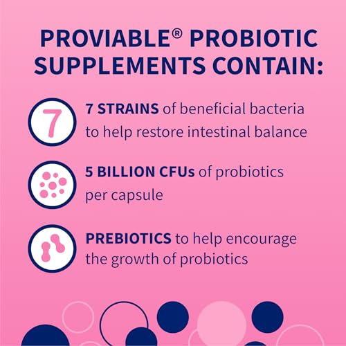 Nutramax Proviable Probiotics for Dogs and Cats, Daily Digestive Health Supplement with Multiple Strains of Bacteria, Cat and Dog Probiotics Plus Prebiotics, 30 Capsules