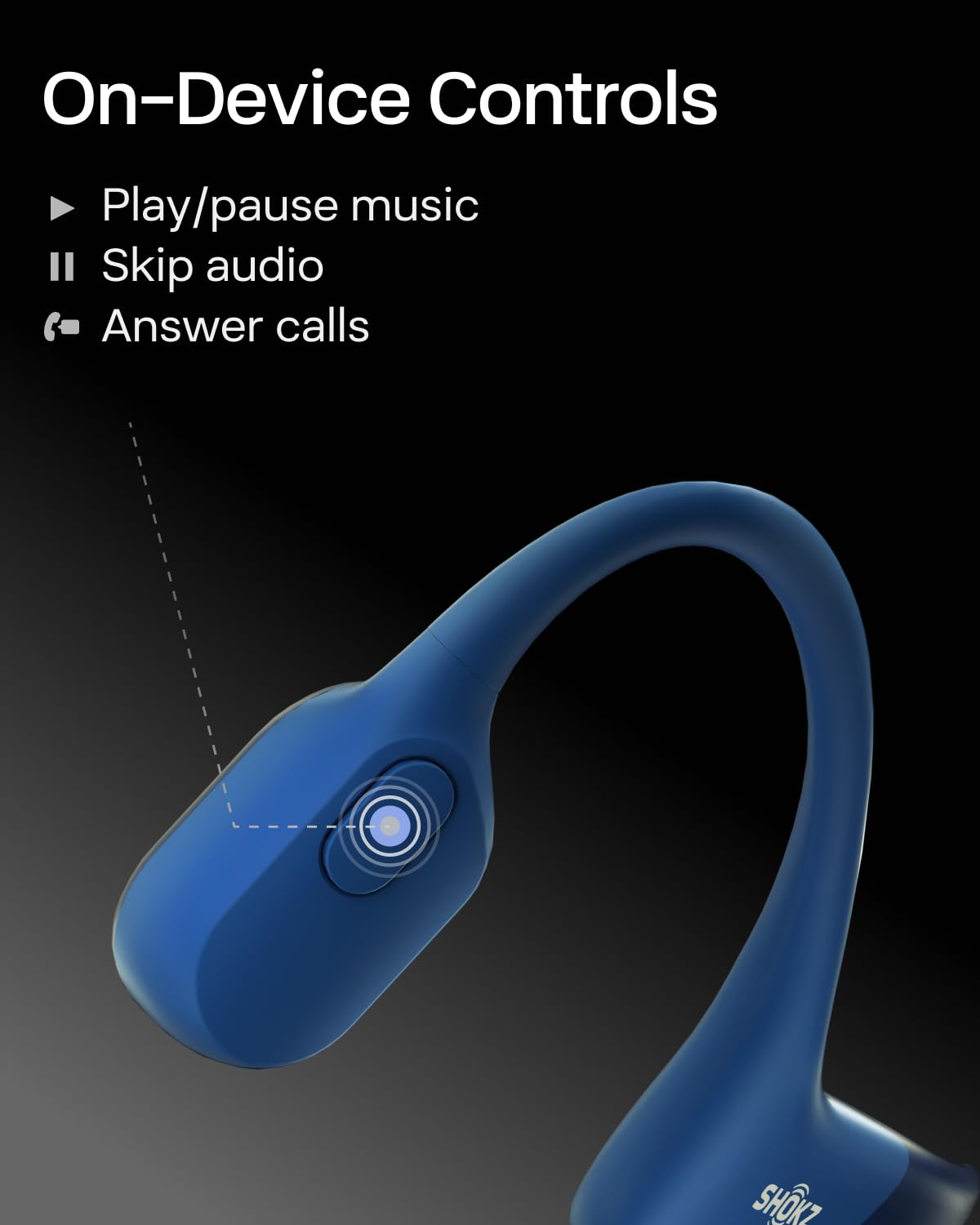 SHOKZ OpenRun Bone Conduction Headphones,Open-Ear Bluetooth Wireless Sport Headphones for Running & Workout,Sweat Resistant, Long 8H Playtime,Mic,Hair Band-Standard-Black