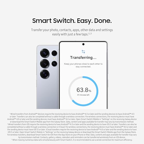 SAMSUNG Galaxy S25 Ultra, 256GB Smartphone, Unlocked Android, AI Night Mode Camera, Snapdragon 8 Elite Fast Processor, 5000mAh Battery, Built-in S Pen, 2025, US 1 Yr Warranty, Titanium Silverblue