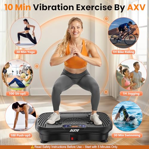 AXV Vibration Plate Fitness Platform Exercise Machine Vibrating Shaking Full Body Shaker Workout Vibrate Stand Shake Board Sport Gym for Weight Loss Fat Burner for Women Men