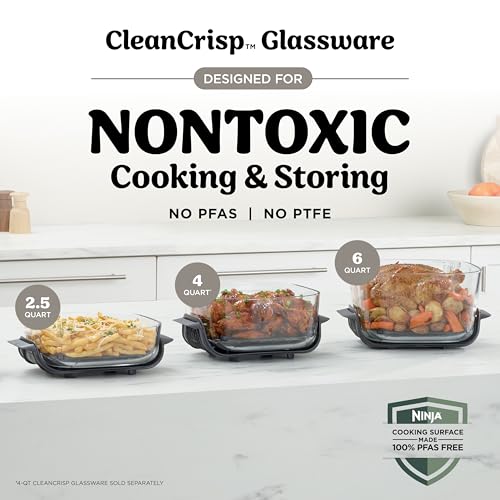 Ninja Crispi Pro 6-in-1 Glass Air Fryer | 6qt & 2.5qt Glass Containers with Storage Lids | Non-Toxic | Meal Prep, Microwave, Freezer & Dishwasher Safe | Air Fry, Bake & More | Cyberspace | AS101CY