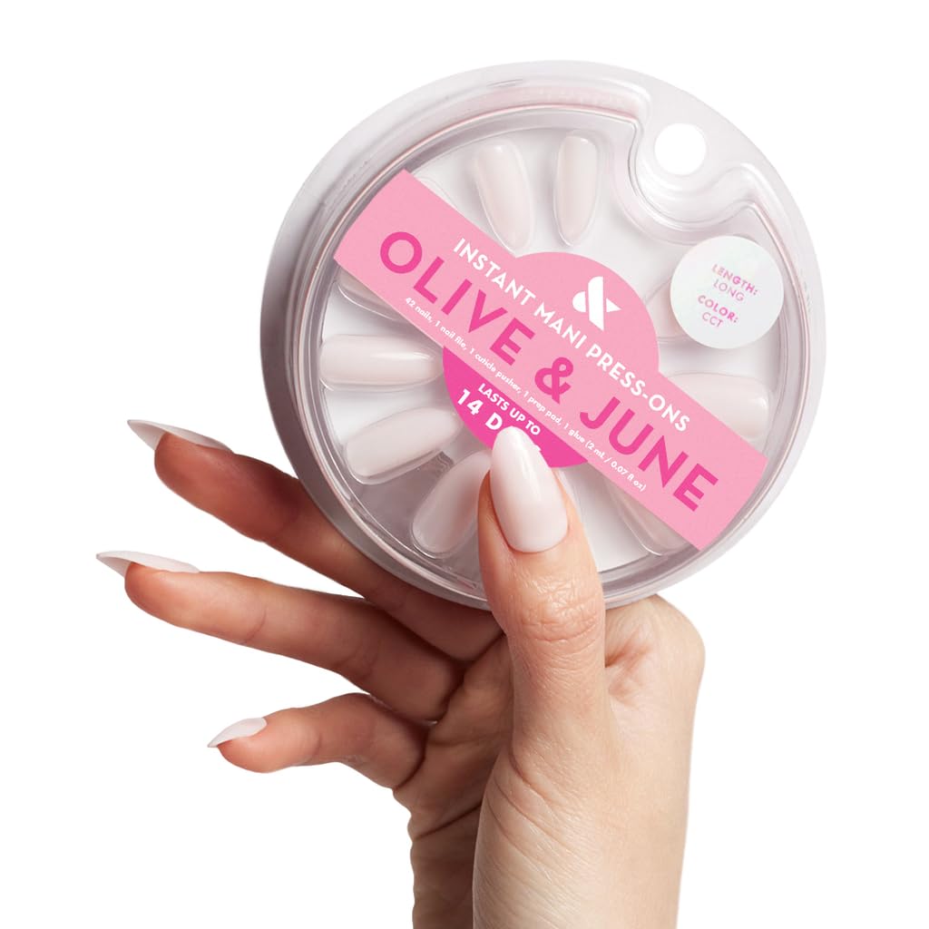 Olive & June Instant Mani Press On Nails (Glue) | 42 Fake Nails, 21 Sizes | Non-Toxic, Long-Lasting | Recycled Materials | Realistic Look