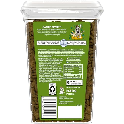 Temptations MixUps Catnip Fever Flavor Crunchy and Soft Cat Treats, 16 oz. Tub
