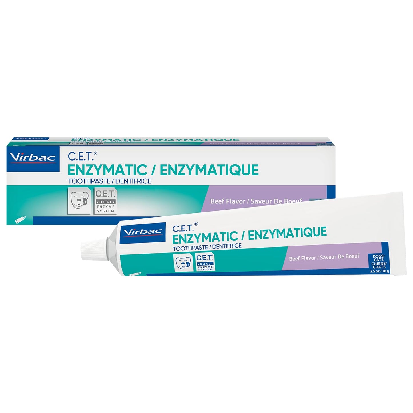 Virbac C.E.T. Enzymatic Toothpaste, Eliminates Bad Breath by Removing Plaque & Tartar Buildup, Best Pet Dental Care Toothpaste, Poultry Flavor, 2.5 oz tube