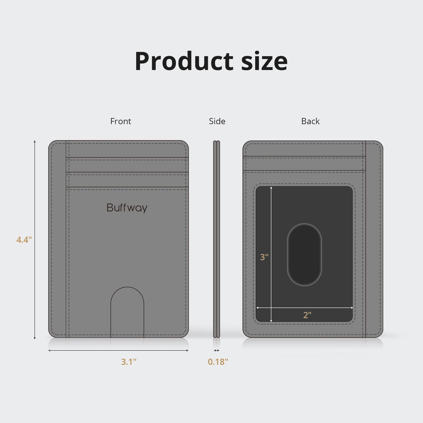 Buffway Slim Minimalist Front Pocket RFID Blocking Leather Wallets for Men and Women - Alaska Black