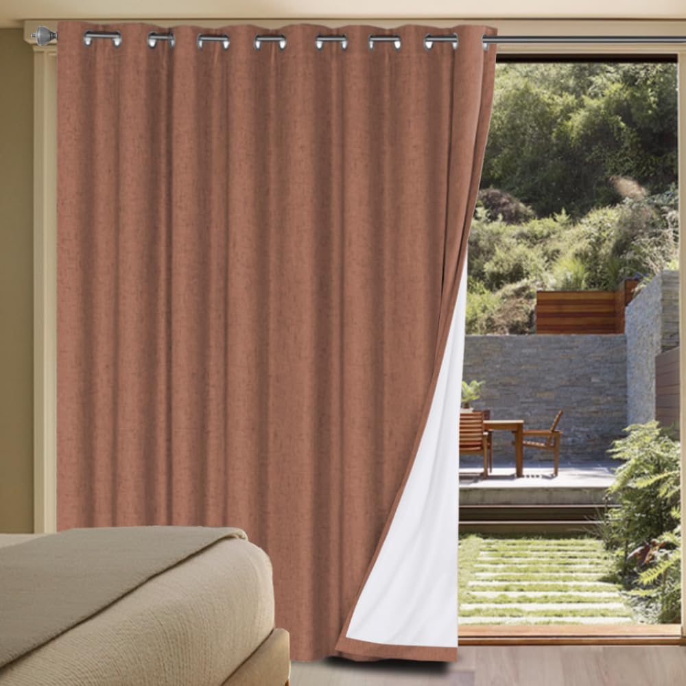 H.VERSAILTEXLinen-Polyester Curtains 100%Blackout Curtains for Bedroom 96"Long Full Light Blocking Nature Linen-Polyester Blended Window Curtains for LivingRoomNickel Grommet(2Panels,HeatheredNatural)