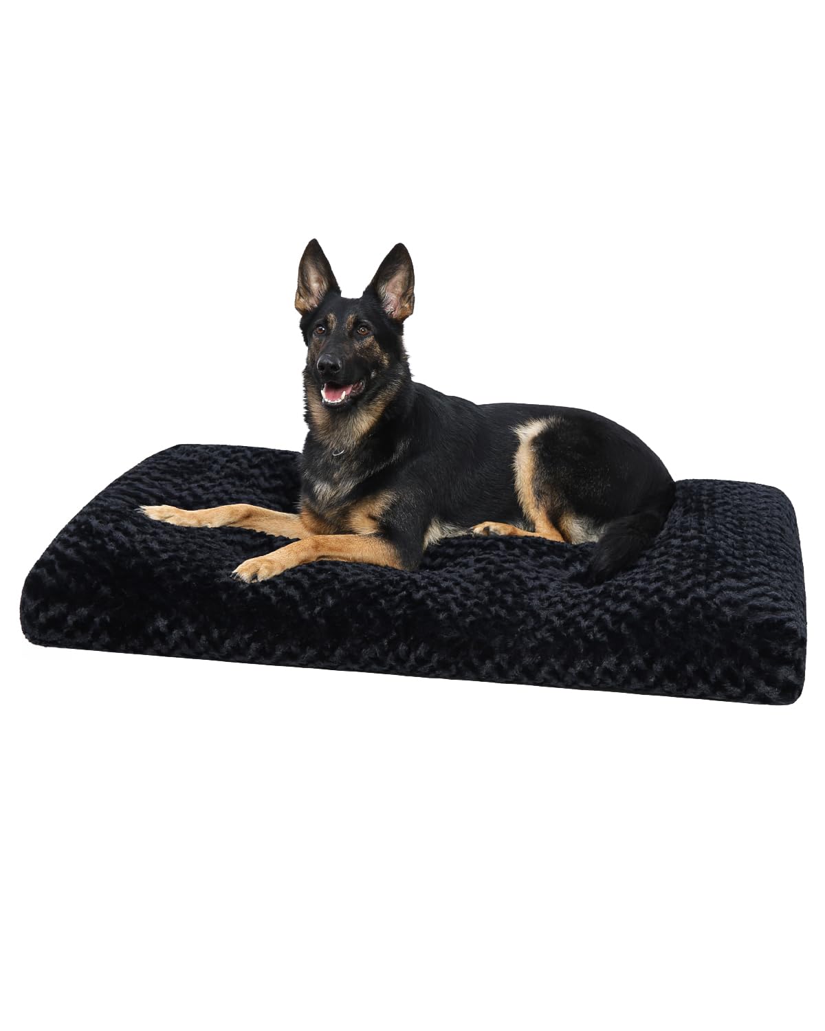 KSIIA Washable Dog Bed Deluxe Plush Dog Crate Beds Comfy Kennel Pad Anti-Slip Pet Sleeping Mat for Large, Jumbo, Medium, Small Dogs Breeds, 35" x 23", Gray