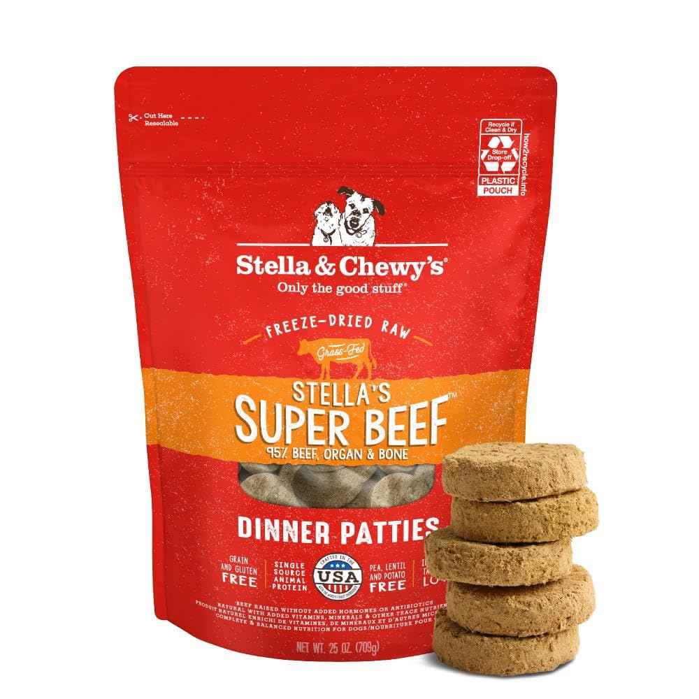 Stella & Chewy's Freeze-Dried Raw Dinner Patties - Dandy Lamb Recipe - High Protein Grain-Free Puppy & Dog Food - Perfect For Picky Eaters - 5.5 oz