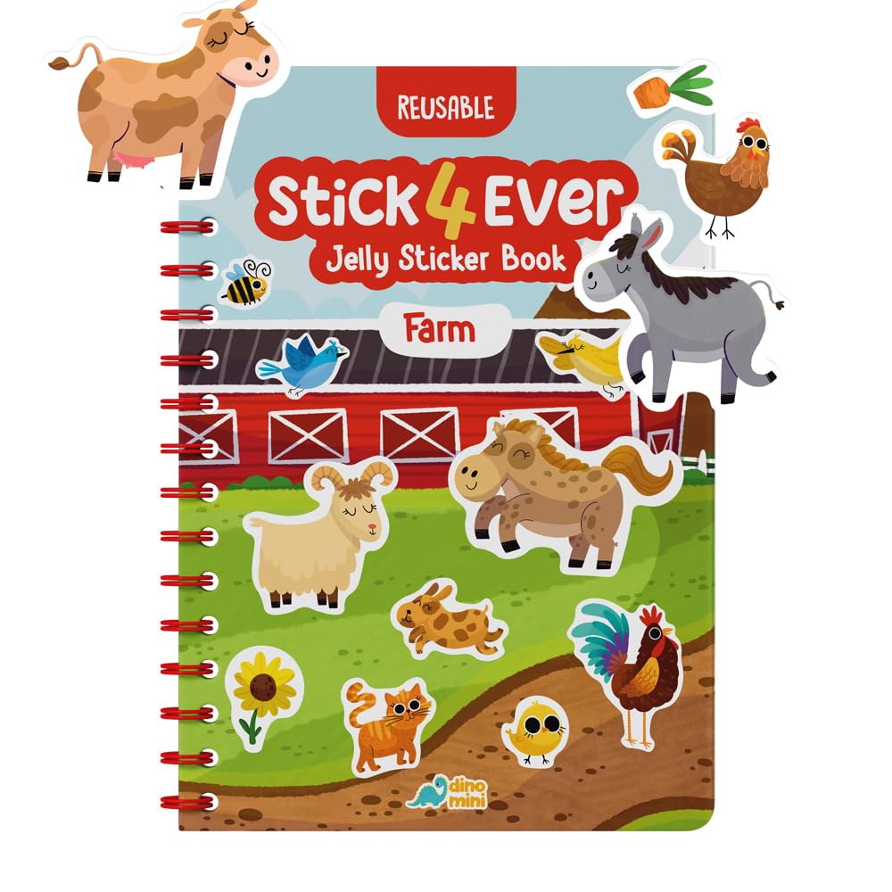 Stick4Ever Jelly Sticker Book - for Kids - Waterproof, Easy to Clean Reusable Sticker Book for Toddlers- Reusable Road Trip Activities for Kids - Stocking Stuffers for Toddlers (Forest)