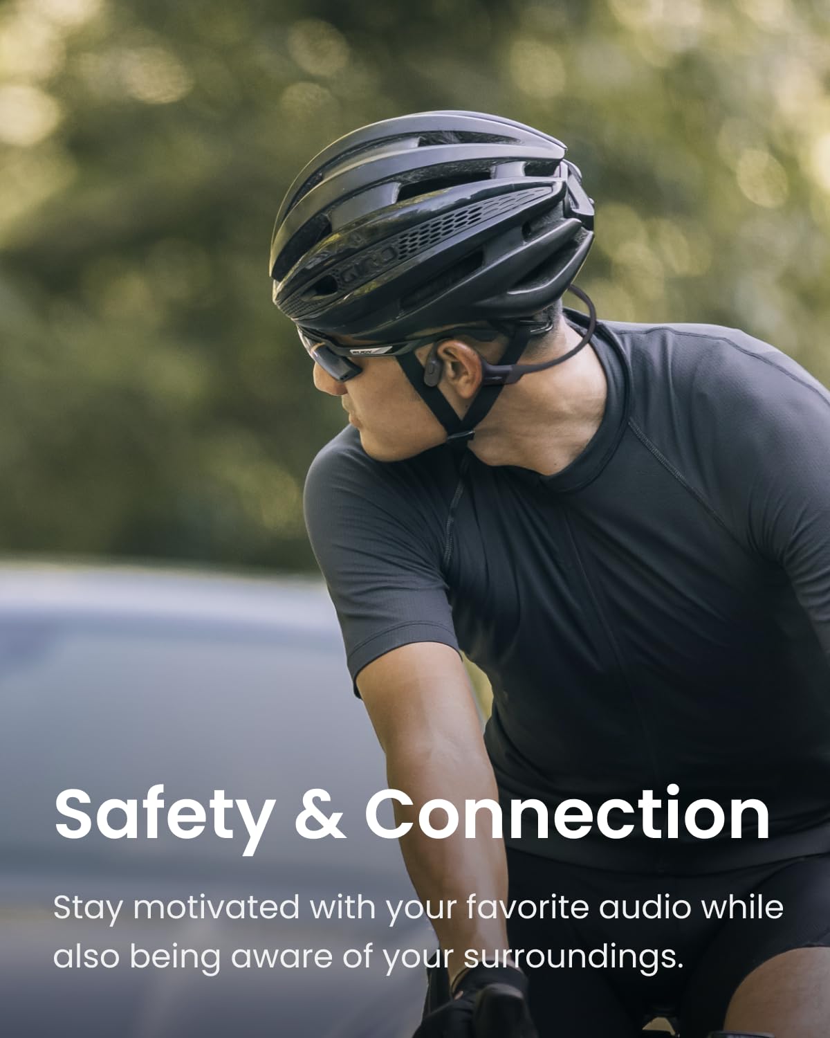 SHOKZ OpenRun Bone Conduction Headphones,Open-Ear Bluetooth Wireless Sport Headphones for Running & Workout,Sweat Resistant, Long 8H Playtime,Mic,Hair Band-Standard-Black