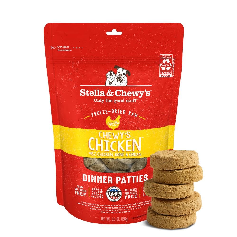 Stella & Chewy's Freeze-Dried Raw Dinner Patties - Dandy Lamb Recipe - High Protein Grain-Free Puppy & Dog Food - Perfect For Picky Eaters - 5.5 oz