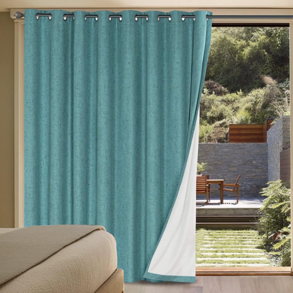 H.VERSAILTEXLinen-Polyester Curtains 100%Blackout Curtains for Bedroom 96"Long Full Light Blocking Nature Linen-Polyester Blended Window Curtains for LivingRoomNickel Grommet(2Panels,HeatheredNatural)