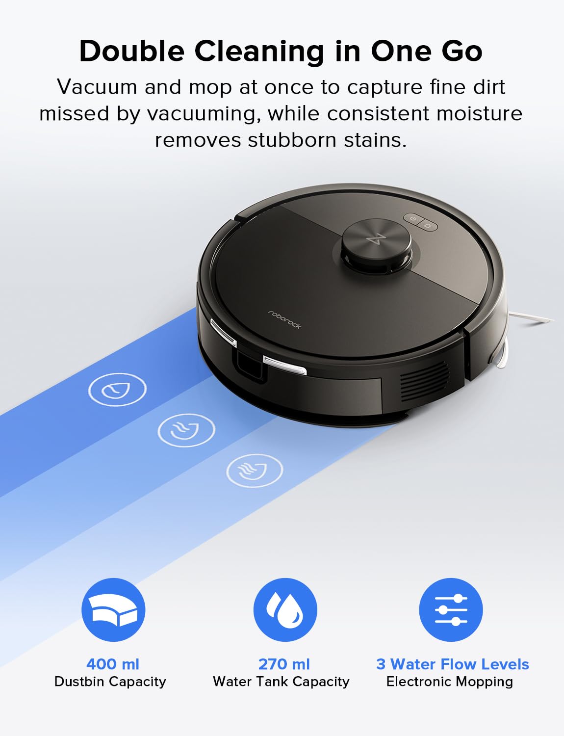 roborock Q10 S5+ Robot Vacuum and Mop, 10,000Pa Suction, Upgraded from Q8 max+, 70 Days Self-Emptying, Obstacle Avoidance, Sonic Mopping, Dual Anti-Tangle Design, Auto Mop Lifting, Ideal for Pet Hair