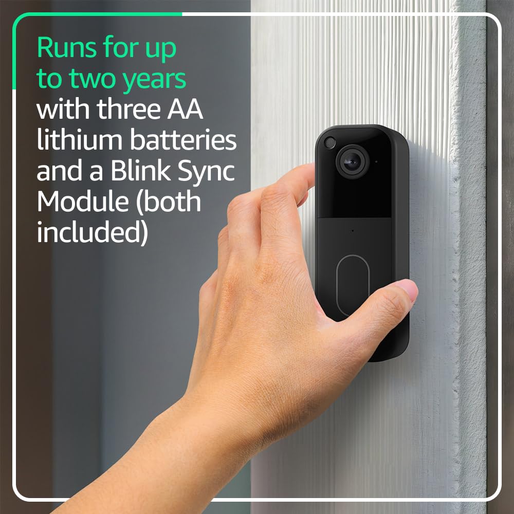 All-new Blink Video Doorbell + Outdoor 4 – Wireless smart security cameras, head-to-toe HD view, two-year battery life. Sync Module Core included – 1 camera system + Video Doorbell