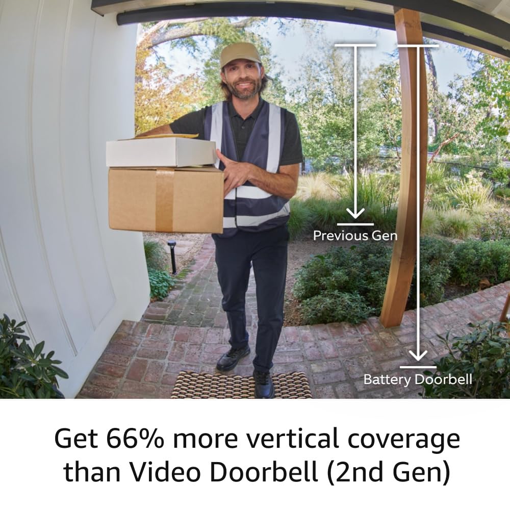 Ring Battery Doorbell | Home or business security with Head-to-Toe Video, Live View with Two-Way Talk, and Motion Detection & Alerts, Satin Nickel