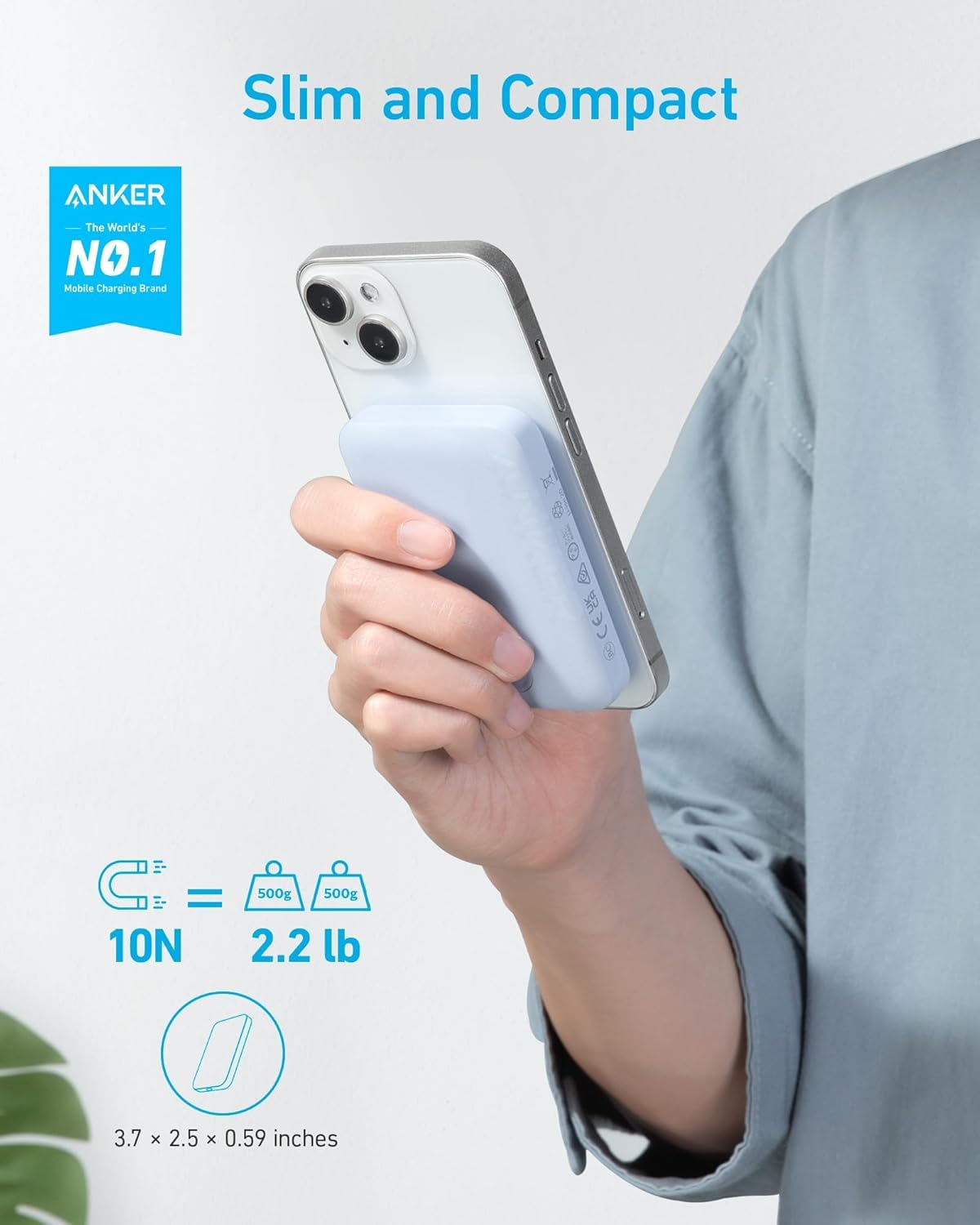 Anker 321 MagGo Battery (PowerCore Magnetic 5K), 5,000mAh Magnetic Wireless Portable Charger, Compatible with iPhone 15/15 Plus/15 Pro/15 Pro Max, iPhone 14/13/12 Series（Black）