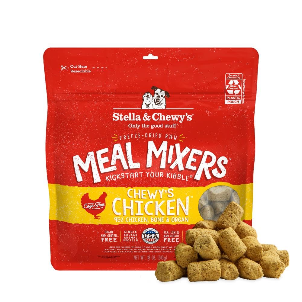 Stella & Chewy's Freeze-Dried Raw Chicken Meal Mixers- Dog Food Topper and Mixer - Made with 95% Cage-Free Chicken, Organs & Bone - Perfect for Picky Eaters - Grain-Free - 3.5oz
