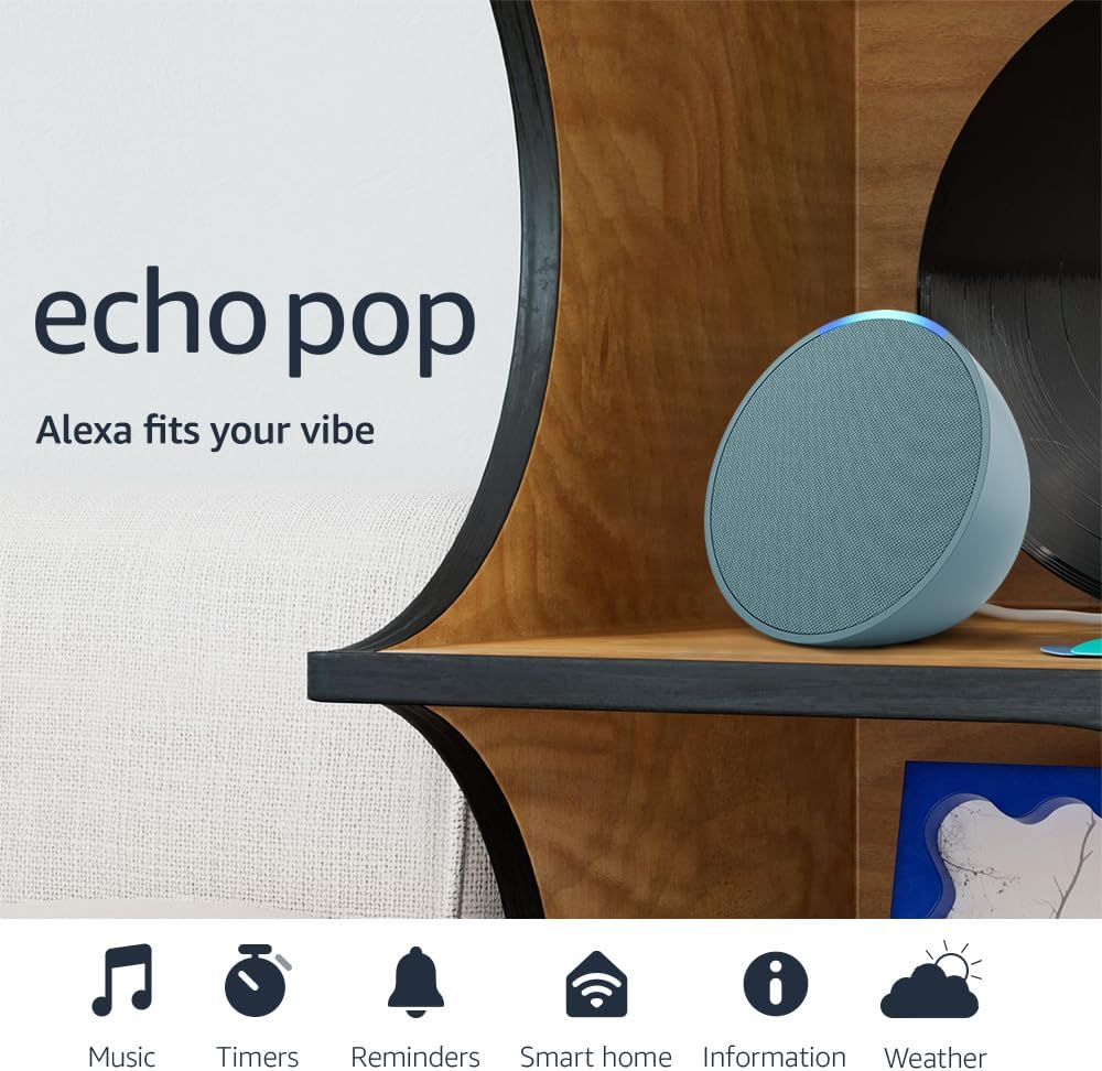 Amazon Echo Pop (newest model), Our smallest speaker with Alexa+ Early Access, Fits in any room, Charcoal