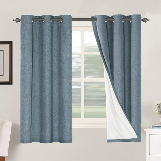 H.VERSAILTEXLinen-Polyester Curtains 100%Blackout Curtains for Bedroom 96"Long Full Light Blocking Nature Linen-Polyester Blended Window Curtains for LivingRoomNickel Grommet(2Panels,HeatheredNatural)