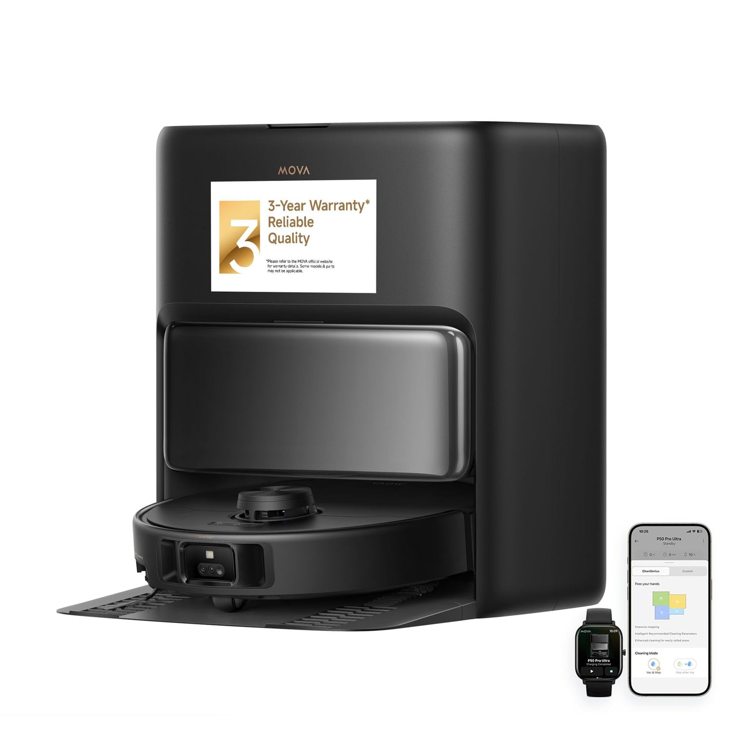 Mova P10 Pro Ultra Robot Vacuum and Mop 13,000Pa Suction, 140°F Hot Water Auto Mop Washing & Drying, Dual Spinning Extenable Mop,10.5mm Lifting for Carpet, 360°Obstacle Avoidance, App Control