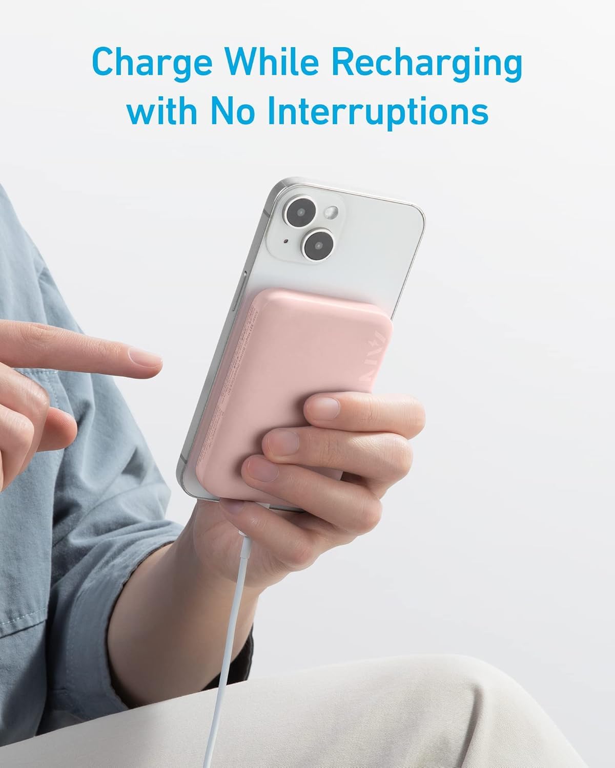 Anker 321 MagGo Battery (PowerCore Magnetic 5K), 5,000mAh Magnetic Wireless Portable Charger, Compatible with iPhone 15/15 Plus/15 Pro/15 Pro Max, iPhone 14/13/12 Series（Black）