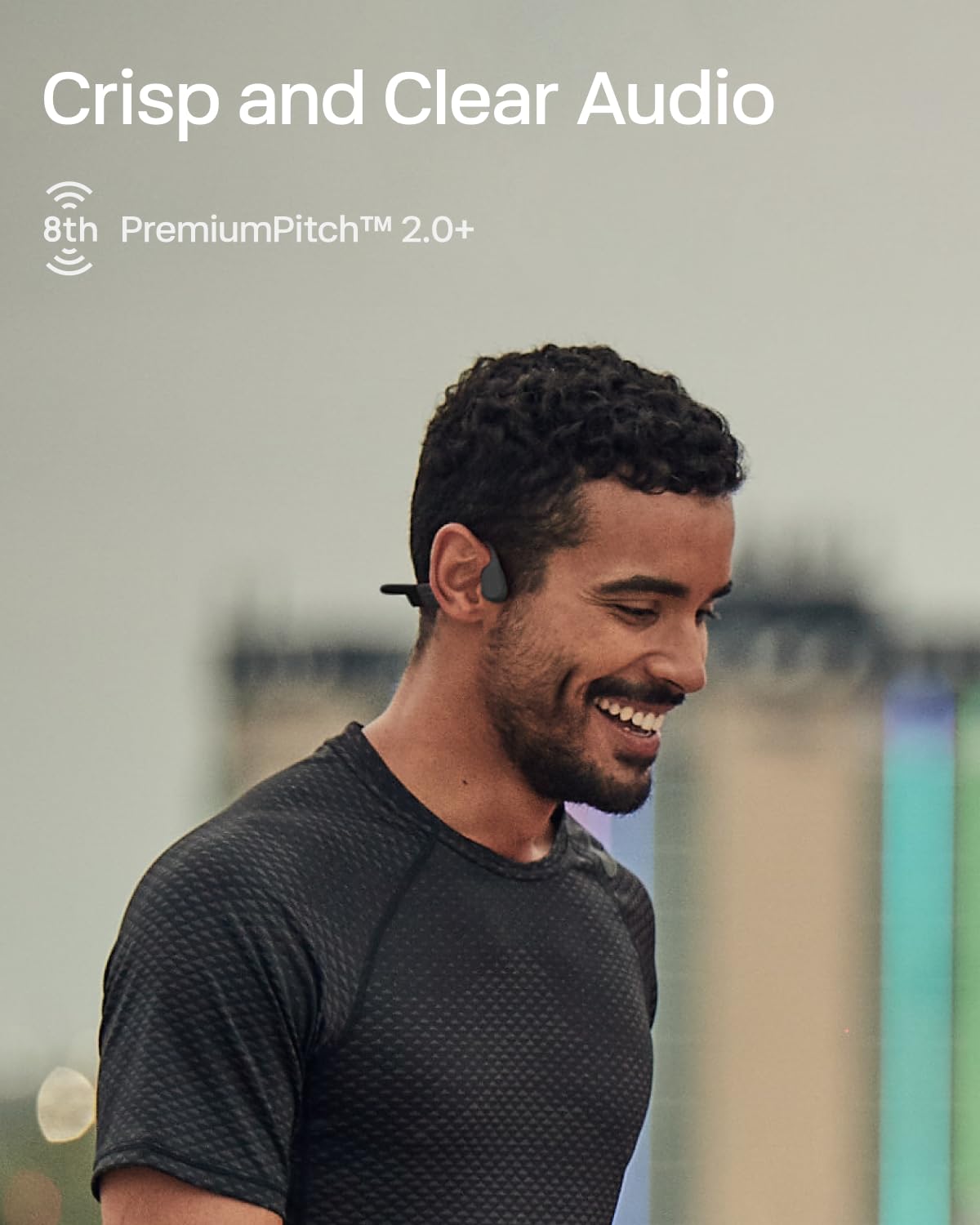 SHOKZ OpenRun Bone Conduction Headphones,Open-Ear Bluetooth Wireless Sport Headphones for Running & Workout,Sweat Resistant, Long 8H Playtime,Mic,Hair Band-Standard-Black