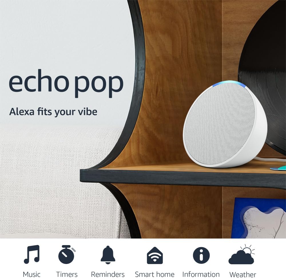 Amazon Echo Pop (newest model), Our smallest speaker with Alexa+ Early Access, Fits in any room, Charcoal