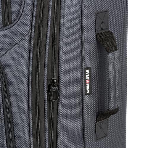 SwissGear Sion Softside Expandable Luggage – Medium Checked Suitcase with 360 Degree Wheels & Retractable Handle – 25 Inch, Perfect for 1-7 Night Trips – Blue