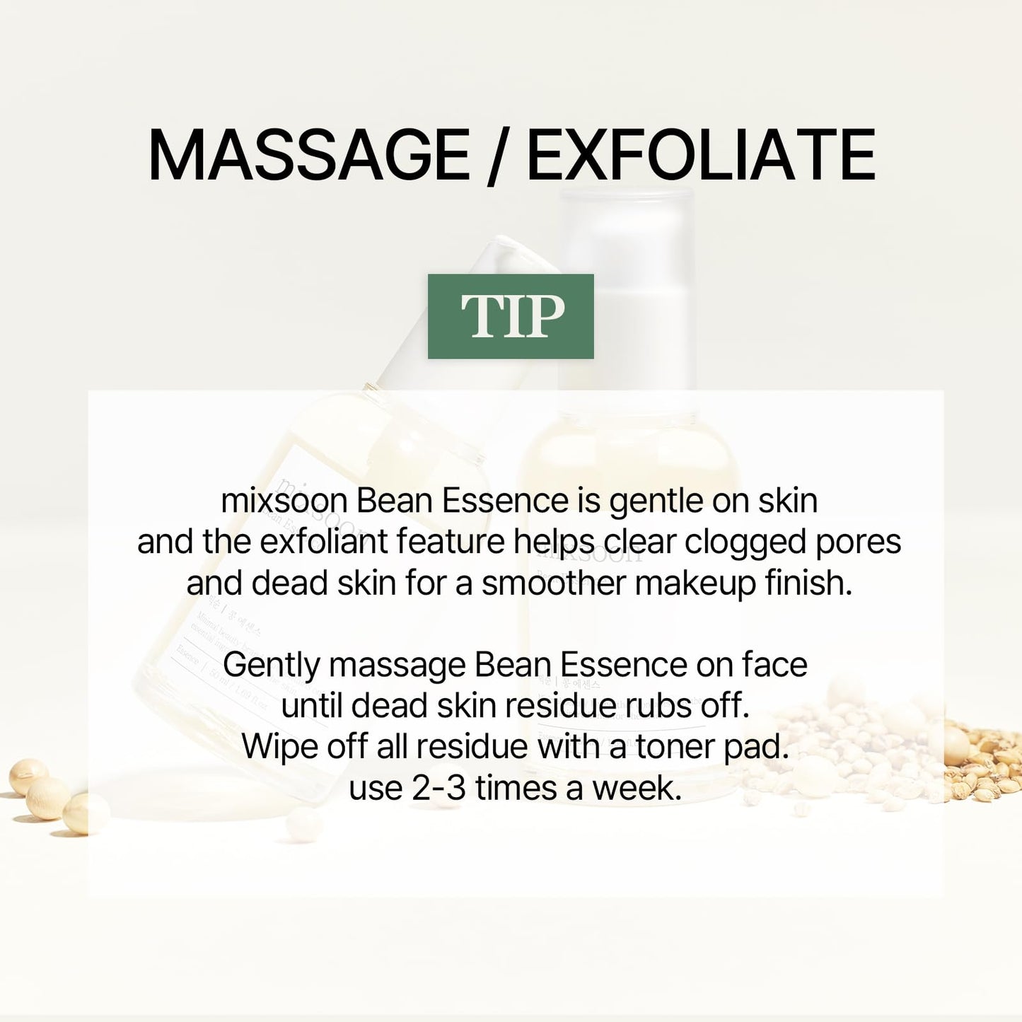 mixsoon Bean Essence-Exfoliating, Hydrating, Fermented Bean Extract, Gentle Formula for Smooth Skin 30ml / 1.01 fl.oz. Korean Glass Skin Care