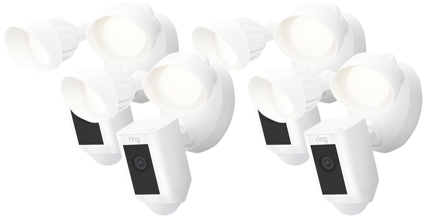 Ring Floodlight Cam Wired Plus — Outdoor home or business security with motion-activated 1080p HD video and floodlights, (2021 release) White