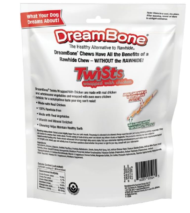 DreamBone Twist Sticks, Made With Real Chicken, Rawhide-Free Chews for Dogs, 50 Count
