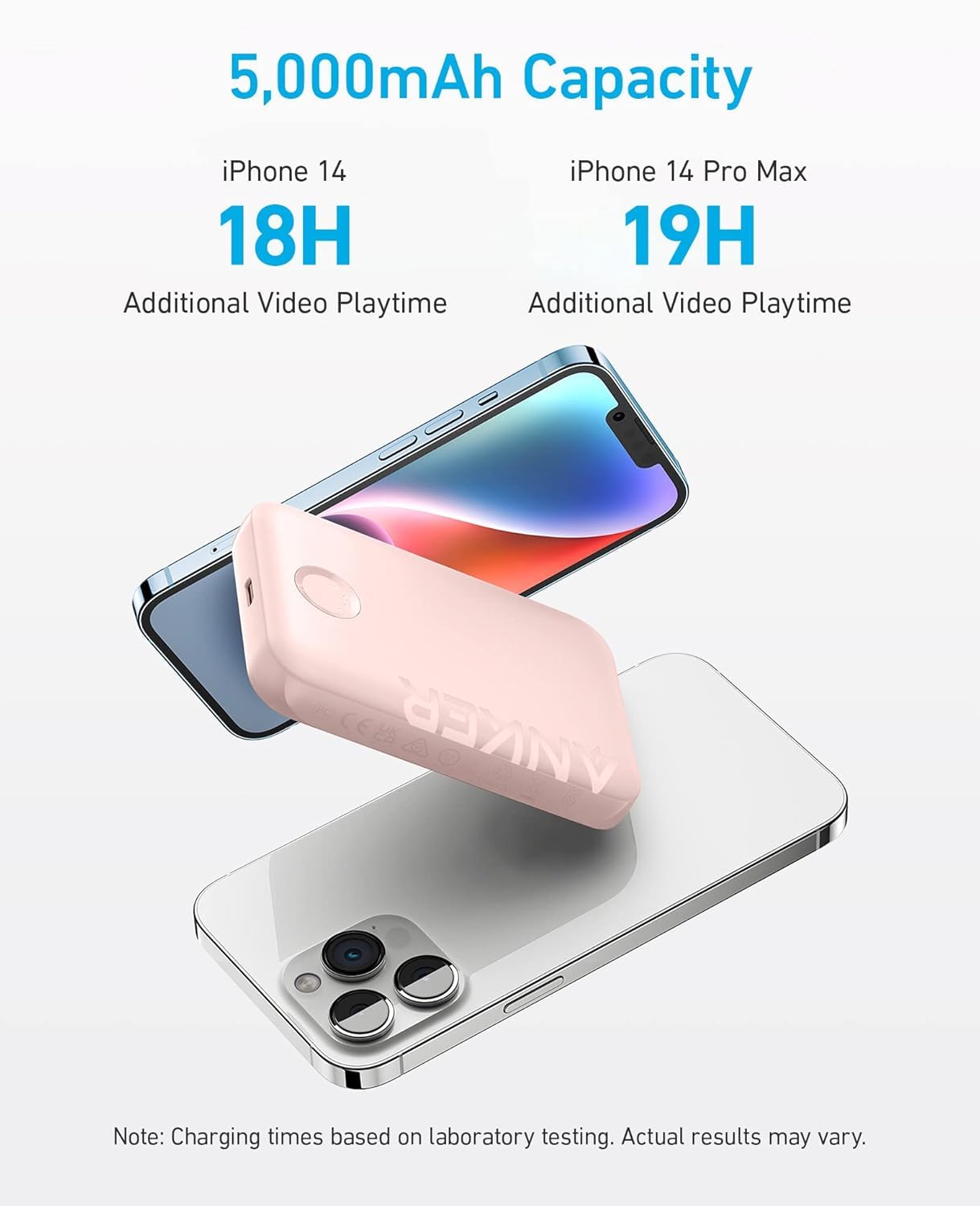 Anker 321 MagGo Battery (PowerCore Magnetic 5K), 5,000mAh Magnetic Wireless Portable Charger, Compatible with iPhone 15/15 Plus/15 Pro/15 Pro Max, iPhone 14/13/12 Series（Black）