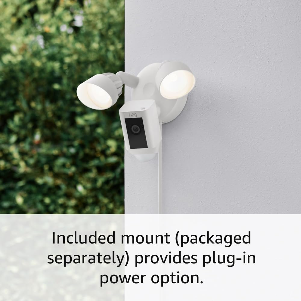 Ring Floodlight Cam Wired Plus — Outdoor home or business security with motion-activated 1080p HD video and floodlights, (2021 release) White