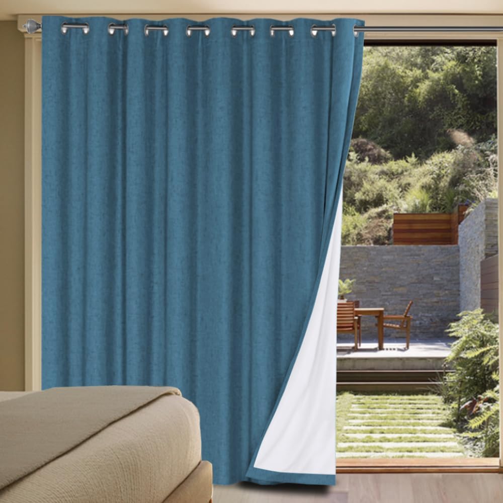 H.VERSAILTEXLinen-Polyester Curtains 100%Blackout Curtains for Bedroom 96"Long Full Light Blocking Nature Linen-Polyester Blended Window Curtains for LivingRoomNickel Grommet(2Panels,HeatheredNatural)