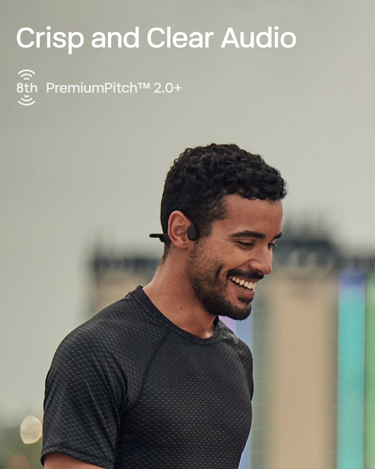 SHOKZ OpenRun Bone Conduction Headphones,Open-Ear Bluetooth Wireless Sport Headphones for Running & Workout,Sweat Resistant, Long 8H Playtime,Mic,Hair Band-Standard-Black