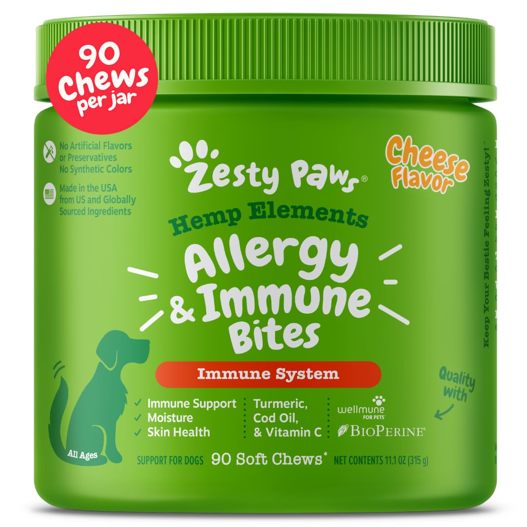 Zesty Paws Dog Allergy Relief- Dog Itching Skin Relief- Dog Probiotics for Itchy Skin and Itchy Ears- Dog Allergy Paw Relief- Dog Allergy Chews- Dog Itch Relief - Dog Skin Allergy Relief - Lamb - 90ct