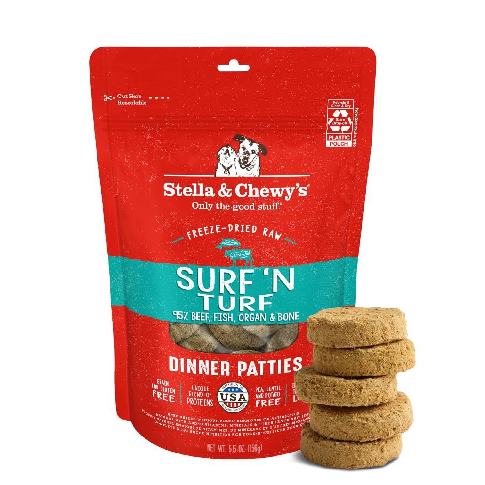 Stella & Chewy's Freeze-Dried Raw Dinner Patties - Dandy Lamb Recipe - High Protein Grain-Free Puppy & Dog Food - Perfect For Picky Eaters - 5.5 oz