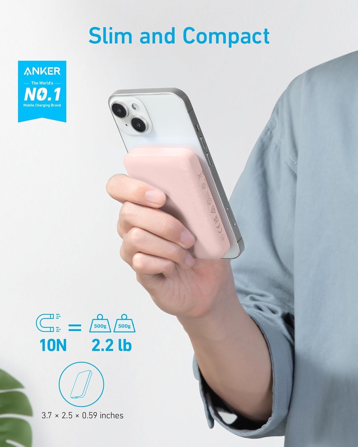 Anker 321 MagGo Battery (PowerCore Magnetic 5K), 5,000mAh Magnetic Wireless Portable Charger, Compatible with iPhone 15/15 Plus/15 Pro/15 Pro Max, iPhone 14/13/12 Series（Black）